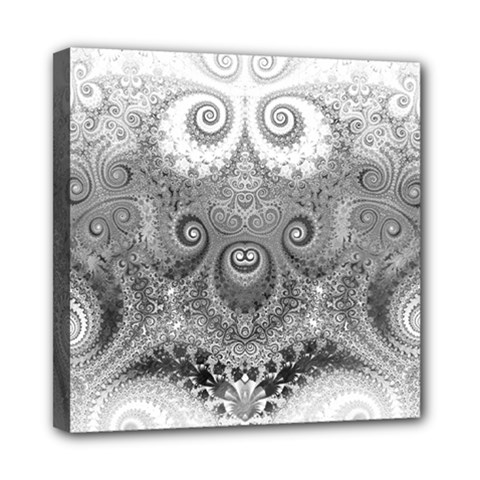 Black And White Spirals Mini Canvas 8  X 8  (stretched) by SpinnyChairDesigns