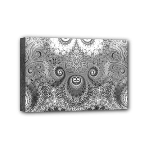 Black And White Spirals Mini Canvas 6  X 4  (stretched) by SpinnyChairDesigns