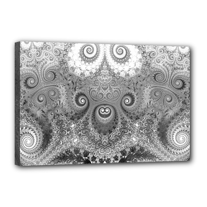 Black and White Spirals Canvas 18  x 12  (Stretched)