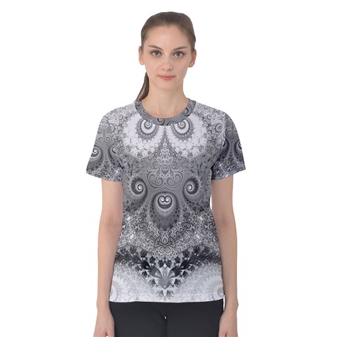 Black And White Spirals Women s Cotton Tee by SpinnyChairDesigns