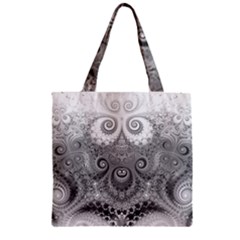 Black And White Spirals Zipper Grocery Tote Bag by SpinnyChairDesigns