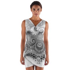 Black And White Spirals Wrap Front Bodycon Dress by SpinnyChairDesigns