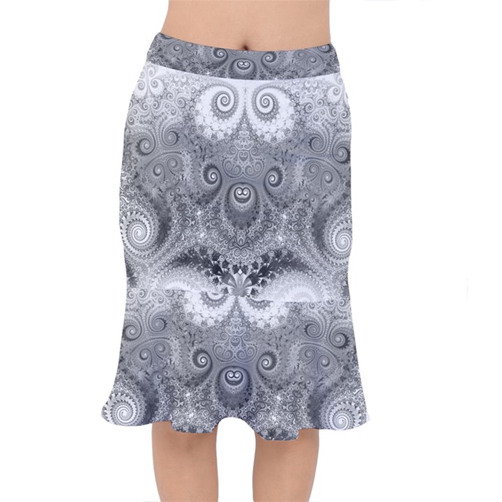 Black and White Spirals Short Mermaid Skirt