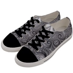 Black And White Spirals Men s Low Top Canvas Sneakers by SpinnyChairDesigns