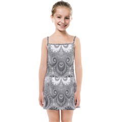 Black And White Spirals Kids  Summer Sun Dress by SpinnyChairDesigns