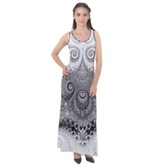 Black And White Spirals Sleeveless Velour Maxi Dress by SpinnyChairDesigns