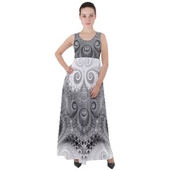 Black And White Spirals Empire Waist Velour Maxi Dress