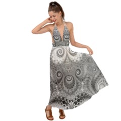 Black And White Spirals Backless Maxi Beach Dress by SpinnyChairDesigns