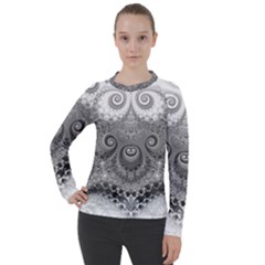 Black And White Spirals Women s Pique Long Sleeve Tee