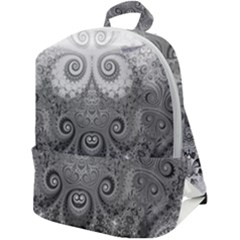 Black And White Spirals Zip Up Backpack by SpinnyChairDesigns