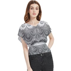 Black And White Spirals Butterfly Chiffon Blouse