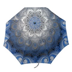 Blue Swirls And Spirals Folding Umbrellas by SpinnyChairDesigns