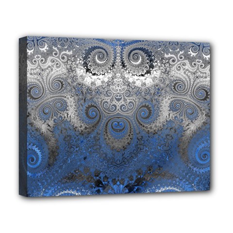 Blue Swirls And Spirals Deluxe Canvas 20  X 16  (stretched) by SpinnyChairDesigns