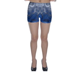 Blue Swirls And Spirals Skinny Shorts by SpinnyChairDesigns