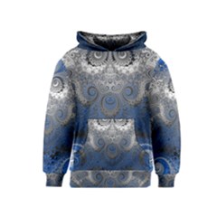 Blue Swirls And Spirals Kids  Pullover Hoodie by SpinnyChairDesigns