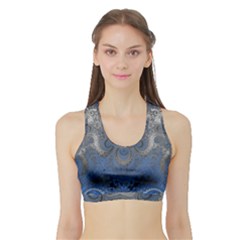 Blue Swirls And Spirals Sports Bra With Border by SpinnyChairDesigns