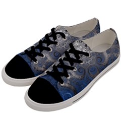 Blue Swirls And Spirals Men s Low Top Canvas Sneakers by SpinnyChairDesigns