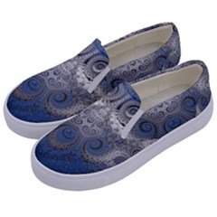 Blue Swirls And Spirals Kids  Canvas Slip Ons by SpinnyChairDesigns