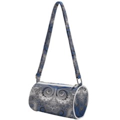 Blue Swirls And Spirals Mini Cylinder Bag by SpinnyChairDesigns