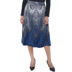 Blue Swirls And Spirals Classic Velour Midi Skirt  by SpinnyChairDesigns