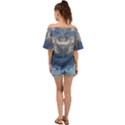 Blue Swirls and Spirals Off Shoulder Short Sleeve Top View2