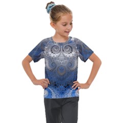 Blue Swirls And Spirals Kids  Mesh Piece Tee