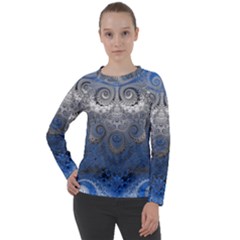 Blue Swirls And Spirals Women s Long Sleeve Raglan Tee