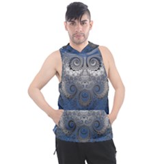 Blue Swirls And Spirals Men s Sleeveless Hoodie