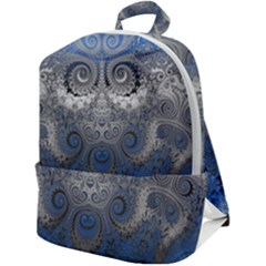 Blue Swirls And Spirals Zip Up Backpack by SpinnyChairDesigns