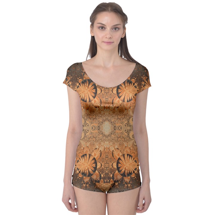 Rustic Orange Swirls Boyleg Leotard 