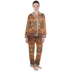 Rustic Orange Swirls Satin Long Sleeve Pyjamas Set by SpinnyChairDesigns