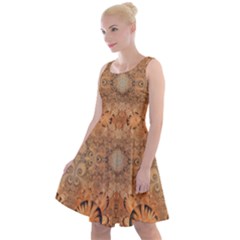 Rustic Orange Swirls Knee Length Skater Dress by SpinnyChairDesigns