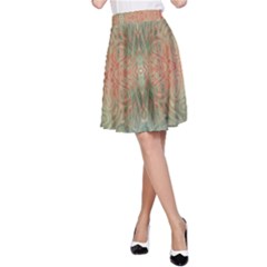 Peach Green Texture A-line Skirt