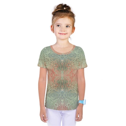 Peach Green Texture Kids  One Piece Tee by SpinnyChairDesigns