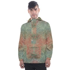 Peach Green Texture Men s Front Pocket Pullover Windbreaker