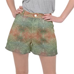 Peach Green Texture Ripstop Shorts by SpinnyChairDesigns