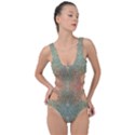 Peach Green Texture Side Cut Out Swimsuit View1