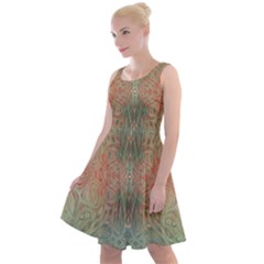 Peach Green Texture Knee Length Skater Dress by SpinnyChairDesigns