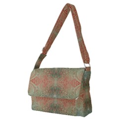 Peach Green Texture Full Print Messenger Bag (m) by SpinnyChairDesigns