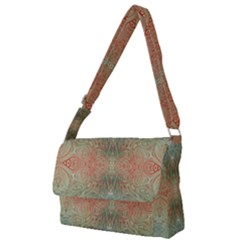 Peach Green Texture Full Print Messenger Bag (l)