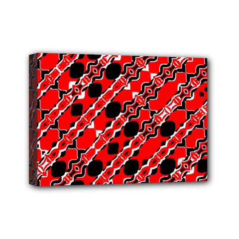 Abstract Red Black Checkered Mini Canvas 7  X 5  (stretched) by SpinnyChairDesigns