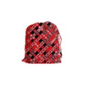 Abstract Red Black Checkered Drawstring Pouch (Small) View1