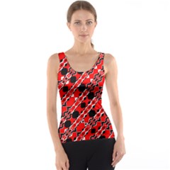 Abstract Red Black Checkered Tank Top by SpinnyChairDesigns