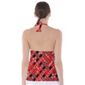 Abstract Red Black Checkered Babydoll Tankini Top View2