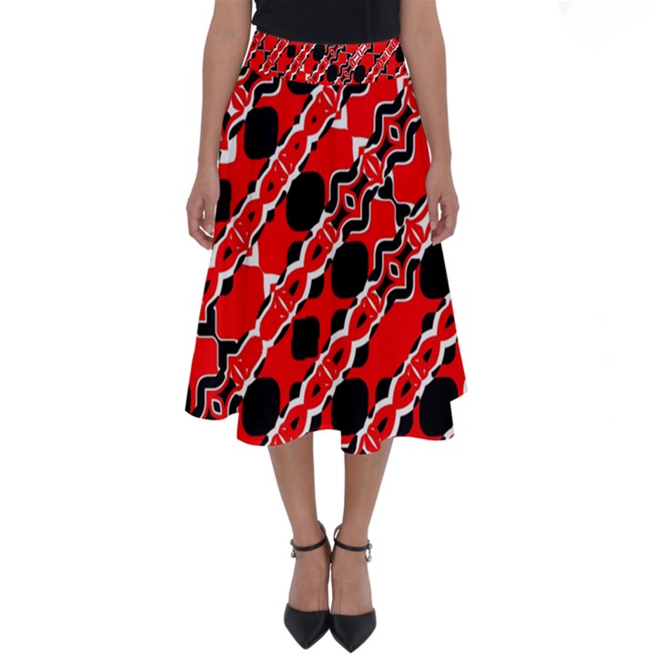 Abstract Red Black Checkered Perfect Length Midi Skirt