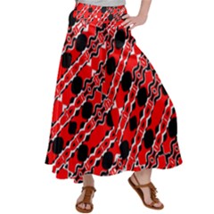 Abstract Red Black Checkered Satin Palazzo Pants by SpinnyChairDesigns