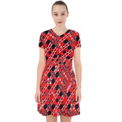 Abstract Red Black Checkered Adorable In Chiffon Dress