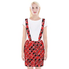 Abstract Red Black Checkered Braces Suspender Skirt by SpinnyChairDesigns