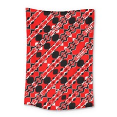 Abstract Red Black Checkered Small Tapestry by SpinnyChairDesigns