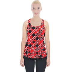 Abstract Red Black Checkered Piece Up Tank Top by SpinnyChairDesigns